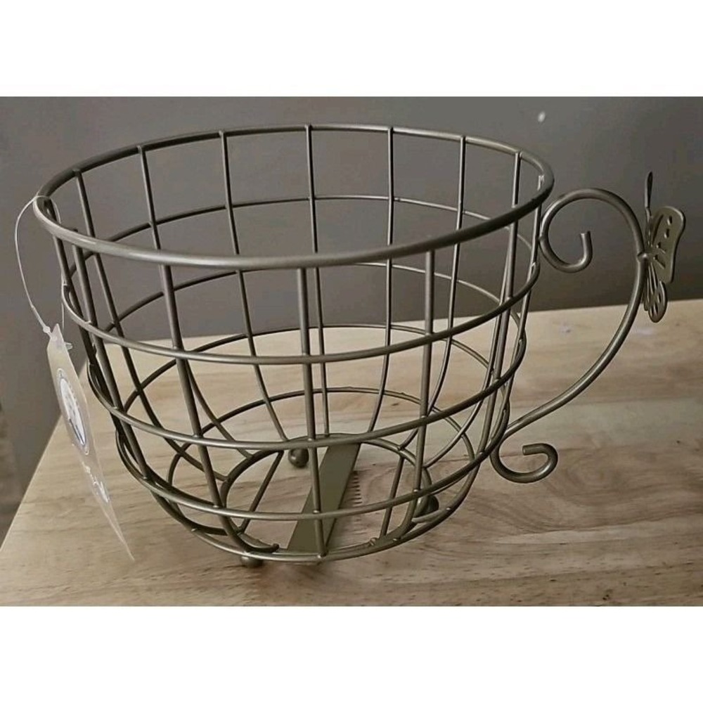 Dolly Parton Gold Metal Coffee Basket 8.6x6.9 Butterfly Handle Decor NEW 812-814